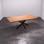 Boomstamtafel, Eettafel 235x106 massief hardhout, metaalpoot, Huis en Inrichting, Tafels | Eettafels, Overige houtsoorten, Robuust Modern
