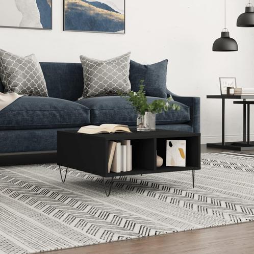 vidaXL Salontafel 60x60x30 cm bewerkt hout zwart, Huis en Inrichting, Tafels | Salontafels, 50 tot 100 cm, Nieuw, Overige houtsoorten