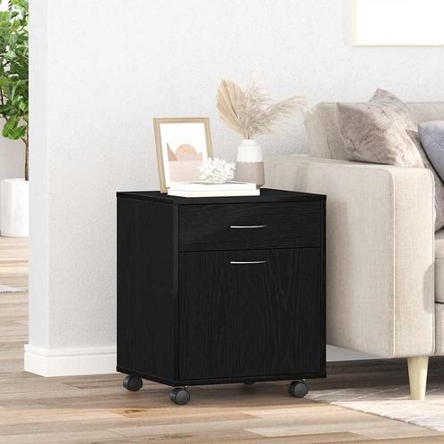 vidaXL Rolling Cabinet Zwart Eiken 45x38x54 cm Bewerkt Hout, Huis en Inrichting, Kasten | Overige, Nieuw, Verzenden