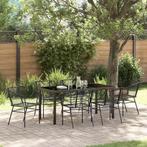 vidaXL Tuin Eetset 7 pcs Zwart poly rattan, Verzenden, Nieuw, Rotan