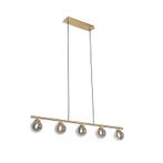 Moderne hanglamp goud 100 cm 5-lichts met smoke glas -, Nieuw, Glas, Landelijk, 75 cm of meer