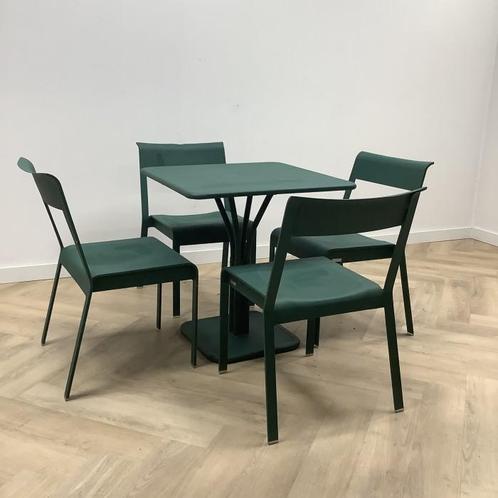 Tweedehands Fermob complete design tuinset, tafel met 4, Huis en Inrichting, Stoelen, Eén, Gebruikt, Ophalen of Verzenden