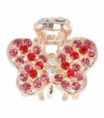Haarspeld Klem Vlinder Metaal Strass 3cm Roze Rood, Verzenden, Nieuw