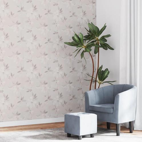 vidaXL Vliesbehang 3D bloemenpatroon 10x0,53 m grijs, Huis en Inrichting, Stoffering | Behang, Grijs, Verzenden