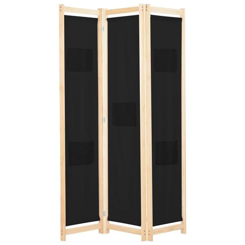 vidaXL Kamerscherm met 3 panelen 120x170x4 cm stof zwart, Huis en Inrichting, Woonaccessoires | Kamerschermen, Nieuw, Verzenden