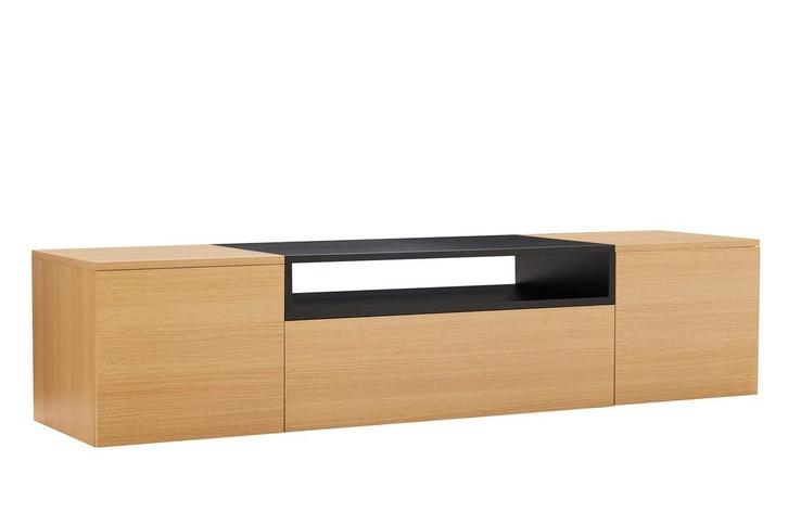 TV-bord LOFT 160 cm hangend naturel zwart - 47808, Huis en Inrichting, Kasten | Televisiemeubels, Ophalen of Verzenden