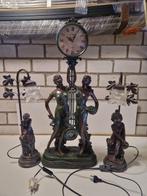 Klok en garnituur set (3) - Art Deco Legering, Brons, Glas -