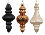 Glazen Ornament Zwart Opaal Brons 15 cm Set van 3, Ophalen of Verzenden, Nieuw