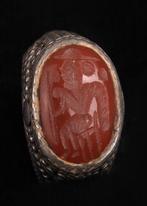 Ottomaanse Rijk Zilver-metaal Ring met rode hardsteen