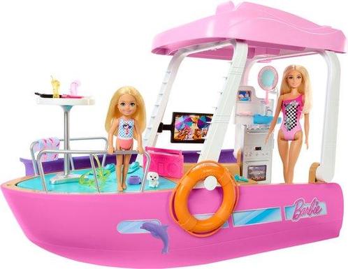 Barbie Droomboot - Speelset met barbie meubels en glijbaan, Kinderen en Baby's, Speelgoed | Overig, Verzenden