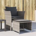 vidaXL Tuinstoel met voetenbank poly rattan grijs, Verzenden, Nieuw, Rotan