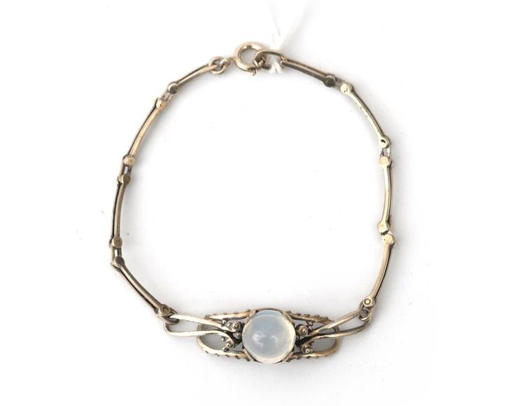 Tweede gehalte zilveren armband met maansteen, Fons Reggers, Sieraden, Tassen en Uiterlijk, Armbanden, Gebruikt