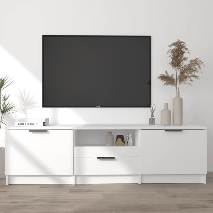 vidaXL Tv-meubel wit 140x35x40 cm bewerkt hout, Huis en Inrichting, Kasten | Televisiemeubels, 25 tot 50 cm, Nieuw, Overige houtsoorten
