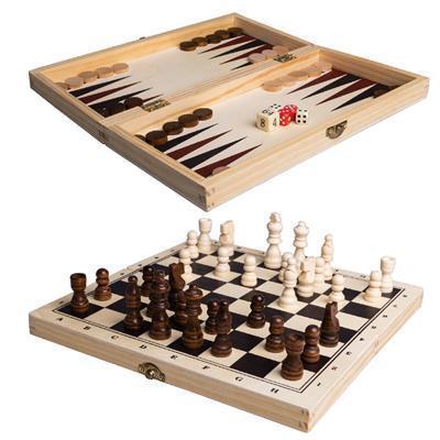 Schaakbord, dambord en backgammon in een!, Hobby en Vrije tijd, Gezelschapsspellen | Bordspellen, Een of twee spelers, Nieuw, Verzenden