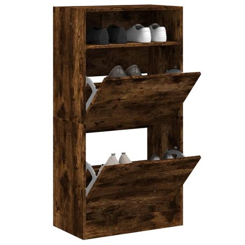 vidaXL Schoenenkast 60x34x116 cm bewerkt hout gerookt, Huis en Inrichting, Kasten | Schoenenrekken, Nieuw, Verzenden