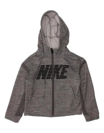 NIKE Boys Dri Fit Graphic Zip Hoodie Sweater 2-3 Years Grey beschikbaar voor biedingen