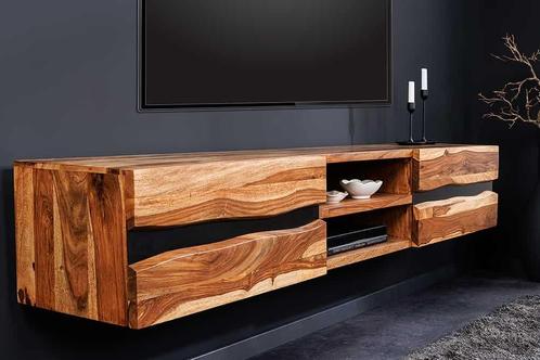 Hangend tv-meubel AMAZONAS 160cm bruin Sheesham massief hout, Huis en Inrichting, Kasten | Televisiemeubels, Ophalen of Verzenden