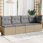 vidaXL Tuinbank 4-zits met kussens poly rattan beige, Verzenden, Nieuw, Rotan