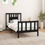 vidaXL Bedframe met hoofdbord massief grenenhout zwart, 100 cm, Eenpersoons, Verzenden, Zwart
