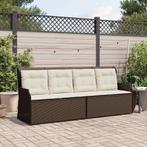 vidaXL Tuinbank met kussen Bruin Poly riet, Tuin en Terras, Tuinsets en Loungesets, Verzenden, Nieuw, Rotan
