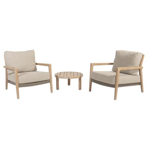Sem Julia bistro loungeset 3 delig brushed teak 4 Seasons, Tuin en Terras, Tuinsets en Loungesets, Nieuw, Teakhout, Ophalen of Verzenden