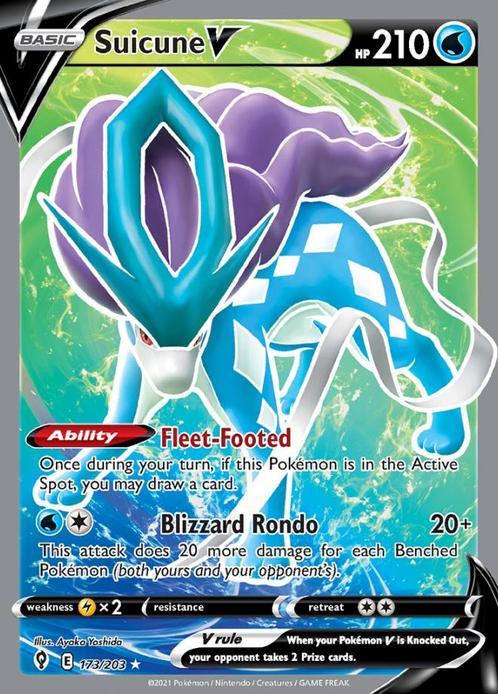 suicune v 173/203 evolving skies, Hobby en Vrije tijd, Verzamelkaartspellen | Pokémon, Losse kaart, Nieuw, Foil, Ophalen of Verzenden