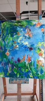 de LAPRESLE - Les iris oranges et nénuphars, Antiek en Kunst
