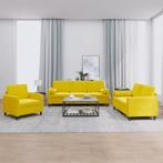 vidaXL 3-delige Loungeset met kussens fluweel geel, Verzenden, Nieuw, Vierpersoons of meer, Stof