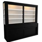 Zwarte strakke buffetkast Petten 220cm led verlichting, Ophalen of Verzenden, Nieuw