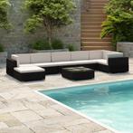 vidaXL 8-delige Loungeset met kussens poly rattan zwart, Tuin en Terras, Nieuw, 8 zitplaatsen, Loungeset, Verzenden