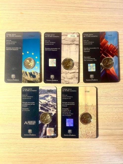 Andorra. 2 Euro 2014/2019 (incl. 2 euro Ski 2019) (5, Postzegels en Munten, Munten | Europa | Euromunten