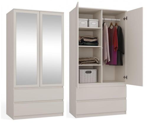 kledingkast  creme met spiegel 90 cm Creme (Kledingkasten), Huis en Inrichting, Kasten | Kledingkasten, 50 tot 75 cm, Met deur(en)