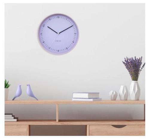 Wandklok 40cm - Stil - Lavendel - Metaal - NeXtime Berlin, Huis en Inrichting, Keuken | Keukenbenodigdheden