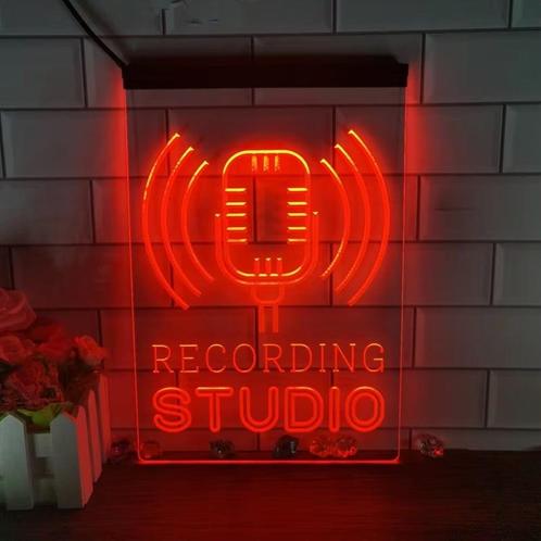 Recording studio neon bord lamp LED  verlichting reclame lic, Verzamelen, Merken en Reclamevoorwerpen, Nieuw, Verzenden