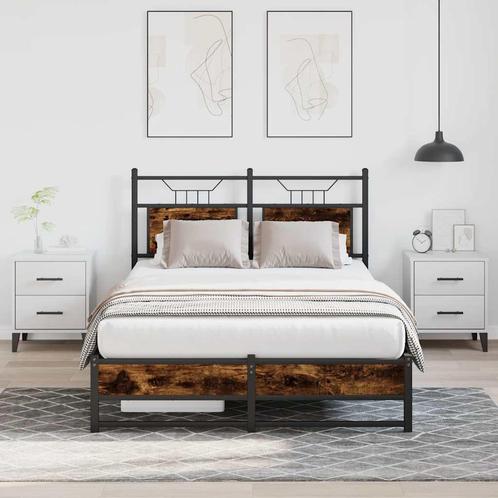 vidaXL Bedframe zonder matras hout gerookt eikenkleurig, Huis en Inrichting, Slaapkamer | Bedden, 120 cm, 190 cm of minder, Bruin