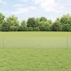 vidaXL Gelaste Draadhek met 5 U-Posts Zilver 0.4x10 m Staal, Tuin en Terras, Verzenden, Nieuw, IJzer
