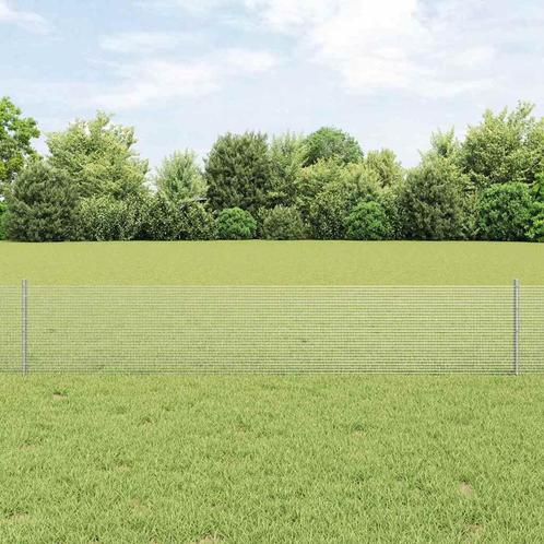 vidaXL Hecke met palen Zilver 0.4 x 10 m Staal, Tuin en Terras, Schuttingen, Nieuw, IJzer, Verzenden