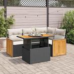 vidaXL 5-delige Loungeset met kussens poly rattan acacia, Verzenden, Nieuw, Rotan, Loungeset
