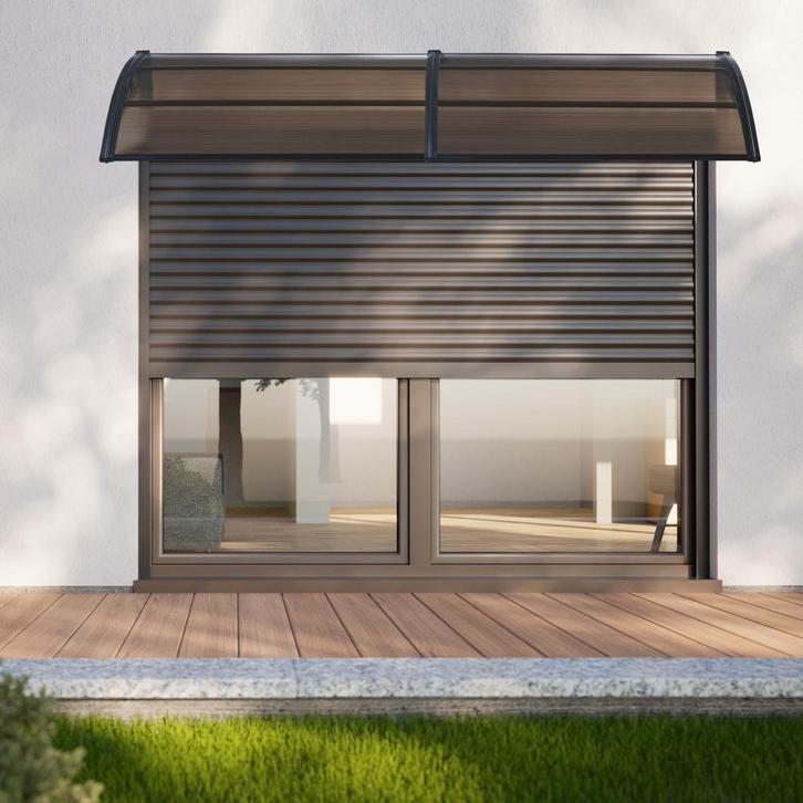 [en.casa] Deurluifel Mellerud afdak 240x80 cm zwart en bruin, Doe-het-zelf en Verbouw, Deuren en Horren, Verzenden