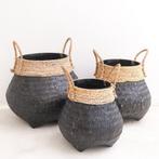Zwarte plantenmand Decoratieve mand Grote wasmand BENOA (zwa, Verzenden, Nieuw