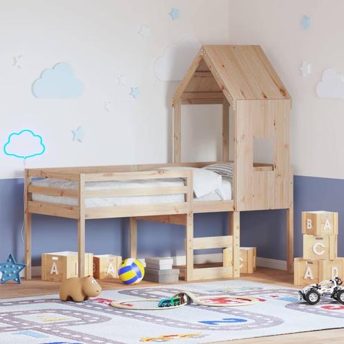 vidaXL Hoogslaper met bedhuis massief grenenhout 80x200 cm, Huis en Inrichting, Slaapkamer | Bedden, 80 cm, 200 cm, Bruin, Eenpersoons