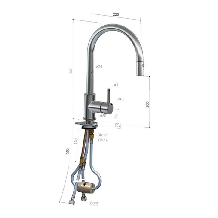 Keukenmengkraan Hotbath Fellow Draaibaar/Uittrekbare Uitloop, Doe-het-zelf en Verbouw, Sanitair, Ophalen of Verzenden