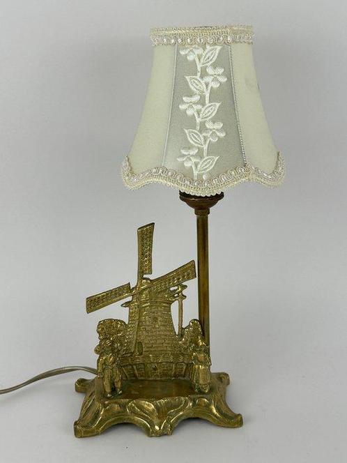 Tafellamp - Messing - Een Nederlandse windmolenlamp, Antiek en Kunst, Curiosa en Brocante
