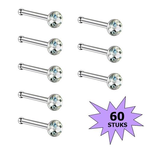 Fako Bijoux® - Neuspiercing - Staafje Kristal - 3.0mm - Wit, Sieraden, Tassen en Uiterlijk, Piercings, Verzenden