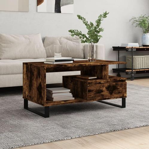 vidaXL Salontafel 90x49x45 cm bewerkt hout gerookt, Huis en Inrichting, Tafels | Salontafels, 50 tot 100 cm, Nieuw, Overige houtsoorten