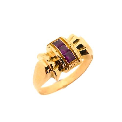19,2 Krt. Roségouden ring met spinel | Vintage, Sieraden, Tassen en Uiterlijk, Ringen, Dame, Met edelsteen, Overige kleuren, 19 tot 20