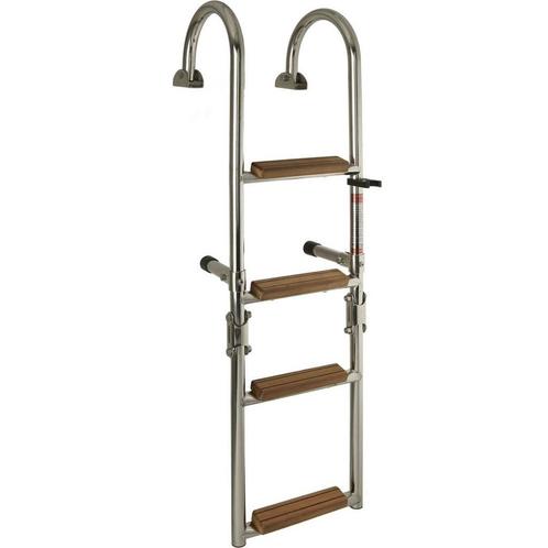 Opvouwbare Zwemtrap Rvs 4 Houten Treden 91x25cm, Watersport en Boten, Bootonderdelen, Ophalen of Verzenden