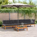 vidaXL 4-delige Loungeset pallet met kussens massief, Verzenden, Nieuw, Hardhout, Loungeset