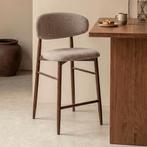 *WOONWINKEL* Barkruk Met Rugleuning Walnoot Beige, Verzenden