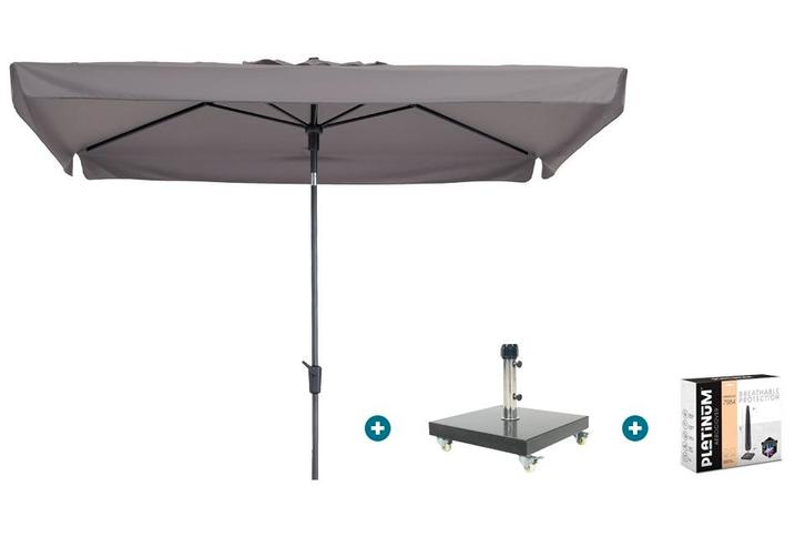 Madison Delos Luxe stokparasol 200x300 cm. - Taupe met, Tuin en Terras, Parasols, Parasolvoet, Nieuw, Kantelbaar, Verzenden